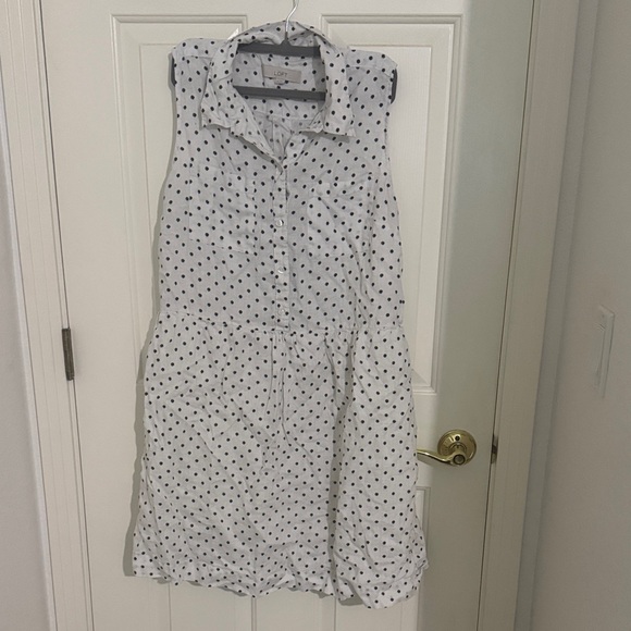 LOFT Linen Polka Dot Sleeveless Dress - Picture 3 of 5
